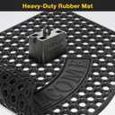 31x 47 Black Non Slip Waterproof Welcome Rubber Door Mat with Holes, Outdoor Rubber Mats with Drainage for Entrance, Patio, Garage, Restaurant and Bar, Commercial Floor Mats Outdoor that Drain Water