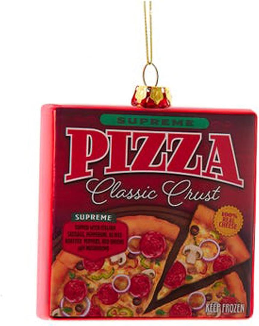 Kurt Adler 4.5-Inch Glass Pizza Box Shaped Ornament
