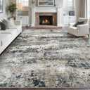 pmtsns Area Rugs 9x12 for Living Room: Washable Rug Modern Abstract Neutral Soft Non-Slip Low-Pile Indoor Large Carpet for Bedroom Dining Room Playroom Home Office (Black Grey Brown, 9'x12')