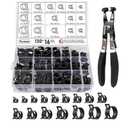 Toolwiz 130Pcs 6-25mm Spring Band Hose Clamp Assortment with Swivel Clamp Pliers, Constant Tension Radiator Hose Clamps, Black Hose Clips for Fuel Line, Silicone Vacuum Hose, Air Tube, Water Pipe