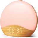 ecozy Wood Grain Sunrise Alarm Clock, White Noise Sound Machine, Music-Sync Lights, Upgraded Backlit Buttons for Bedrooms, 26 Soothing Sounds, 17 Night Lights, Wake Up Light for Heavy Sleepers