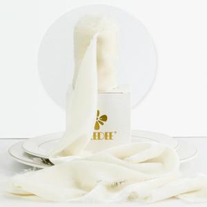 MEEDEE Cream Velvet Ribbon - 3 Inch Fringe, Raw Edge Silk Velvet Ribbon for Wreaths, Flower Bouquet, Photography, Dress Sash, Baby Shower, Wedding Decor (3 Yards) (Ivory)