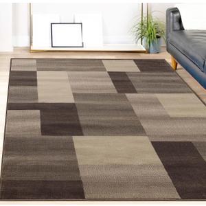 Superior Indoor Large Area Rug, Jute Backed, Perfect for Entryway, Office, Living/Dining Room, Bedroom, Kitchen, Modern Geometric Patchwork Floor Decor, Clifton Collection, 5' x 8', Beige