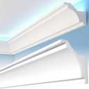 18 Pcs 47.24(Total 70.9 Ft) Ceiling Crown Molding with LED Duct Kit for Seamless Ambient Accent Lighting Waterproof Channel for Easy LED Trim Moulding Strip Installation(Rear Groove)