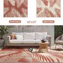 GENIMO Outdoor Rug 10' x 14' Waterproof for Patios Clearance, Reversible Plastic Straw Camping Carpet, Large Area Rugs Mats for RV, Picnic, Backyard, Deck, Balcony, Porch, Beach, Brick&Red