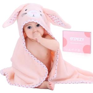 Baby Hooded Towel with Unique Animal Design Ultra Soft Thick Cotton Bath Towel for Newborn (Bunny) (Rabbit)