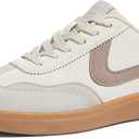 LUCKY STEP Women's Classic Fashion Casual Sneakers Skate Shoes No Slip Lace Up Walking Shoes (10 M US Beige Grey)