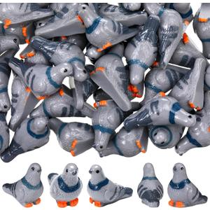 Wesiti 50 Pcs Mini Resin Birds, 1 Inch Tiny Resin Pigeon Statues Bulk Decorative Pigeon Animal Figurines for Home Decor Bird Lovers Gifts, Cute Figurines Ornaments