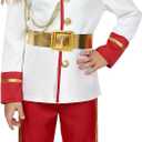 Boys Prince Charming Costume Kids Royal Prince Dress Up for Cosplay Fairytale Ball Halloween Birthday Party Outfit, White, 7-8 Years