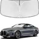 Windshield Sun Shade for BMW 4 Series 2021-2025 2026 430i 440i i4 m4 330i - 4 Layers for Front Windows Shade Cover Custom Fit 4 Series Sun Visor 250T Retractable Shade Blocks UV Rays Car Accessories