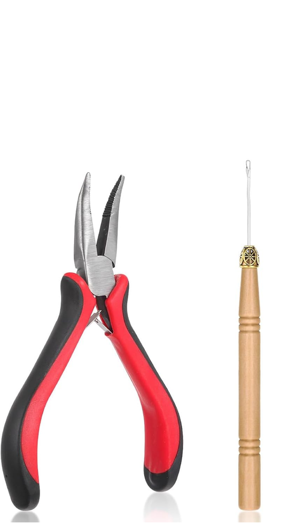Hair Extensions Tools Hair Extension Pliers for Beads, Micro Pulling Needle Hooks and Loop Threader Micro Link Tools for Hair or Feather Ring Loop Hair , 5.12 x 2.56 x 0.63 inches; 3.17 ounces