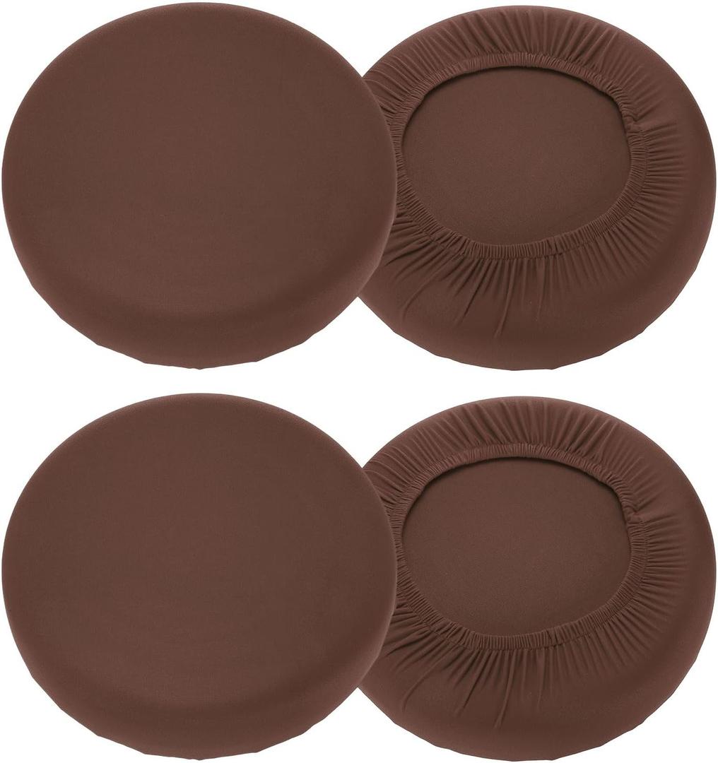 uxcell 4 Pack Stool Covers Round, 16-20 Inch Bar Stool Covers Washable Dustproof Slipcover Seat Cushion with Elastic for Bar Kitchen Living Room Decor, Dark Brown