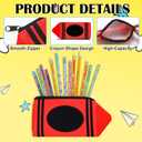 Sherr 12 Pcs Back to School Crayon Pencil Pouch Case Crayon Shaped Bag with Zipper Teacher Appreciation Gifts Colorful Stationery Storage Bag for Teacher Rewards Supplies