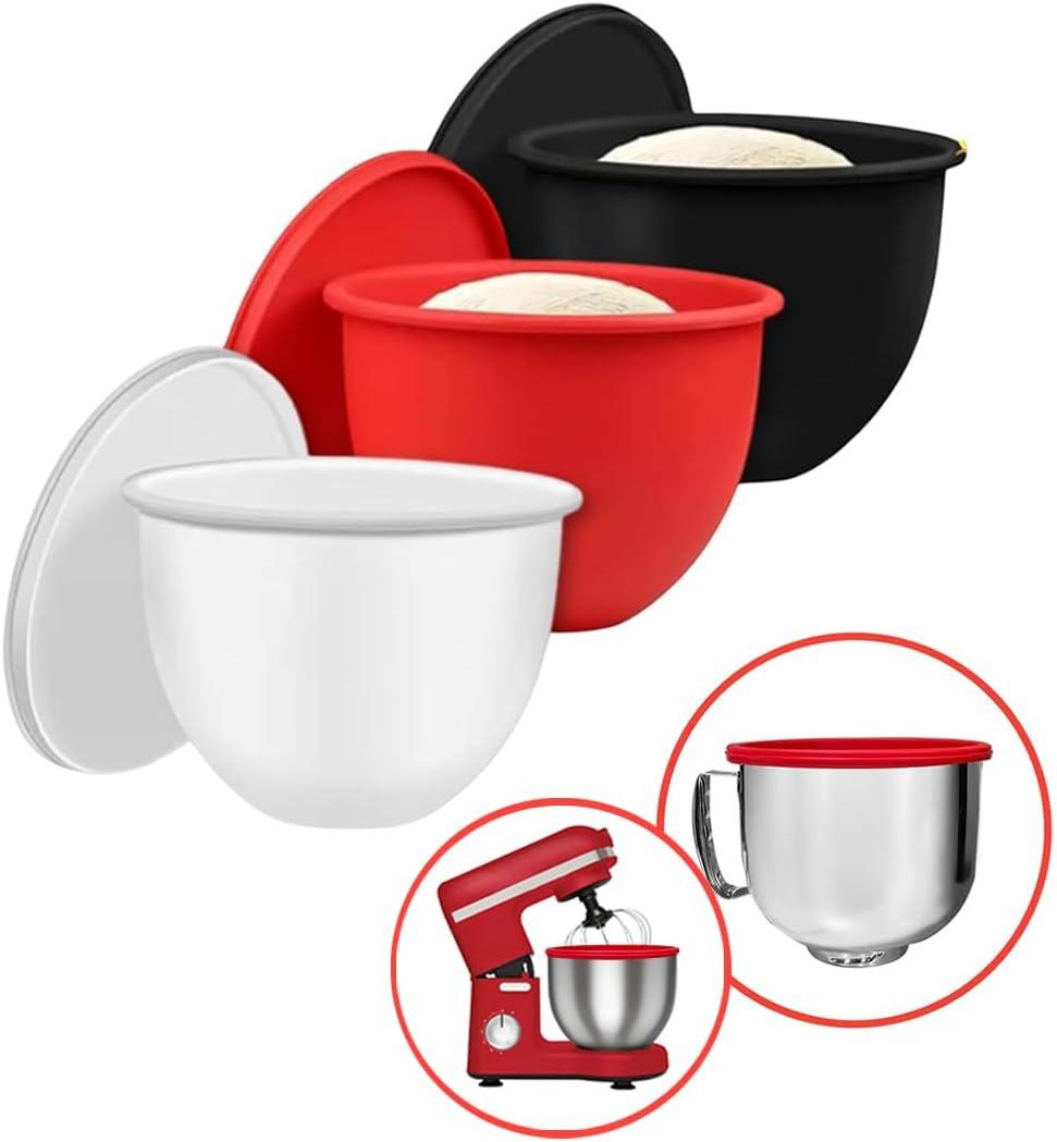 Silicone Bowl Liners for KitchenAid Tilt-Head 4.5-5 Qt Stand Mixers – Premium 3 Silicone Liners & Lids–Replacement Mixer Accessories –Dishwasher Safe – Mixing Bowl Inserts–Non-Slip & Easy Clean