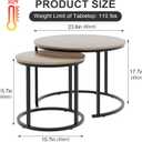Garden 4 you Nesting Coffee Table, 23.6" Round Coffee Table Set of 2, Wooden Nesting Table Set with Metal Frame, Side Tables for Living Room Bedroom Balcony, Brown