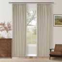 Neutral Oatmeal Pinch Pleated 100% Blackout Linen Curtains 80 Inch Length 2 Panels Set Pinch Pleat Curtains Black Out Light Blocking Room Darkening Drapes with Liner for Bedroom Living Room Window