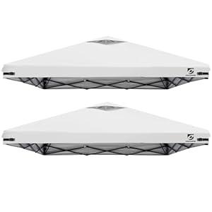 2PCS 10x10 Pop Up Canopy Replacement Top Cover with Air Vent for Straight Leg Canopy Tent, Waterproof for Outdoor Garden Patio Camping Sun Shade(Top Only) (Grayish White)