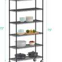 Folews 6-Tier Metal Storage Rack with Wheels, NSF Sturdy Adjustable Wire Shelving Unit for Garage Kitchen Pantry Laundry Room, 36" W x 14" D x 75" H Large Rolling Organizer Shelf Easy Assembly, Black