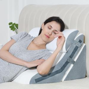 FSCGIFE Bed Wedge Pillow for Sleeping 3PCS, 20-in-1 Adjustable Memory Foam Wedge Pillow for Acid Reflux, 3-in-1 Incline Wedge Pillow for After Surgery, Snoring, Back Pain, Grey 