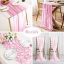 2 Pack 10 Ft Chiffon Table Runner Light Pink Gauze Long Table Runners 27x120 Inches Sheer Tulle Table Runner for Rustic Wedding Reception Bridal Shower Decorations Birthday Party