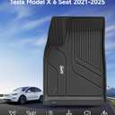 3W Floor Mats Fit for Tesla Model X 6 Seat 2021-2025 2026 All Weather TPE Custom Fit Floor Liners for 1-3 Rows Full Set Car Mats Black