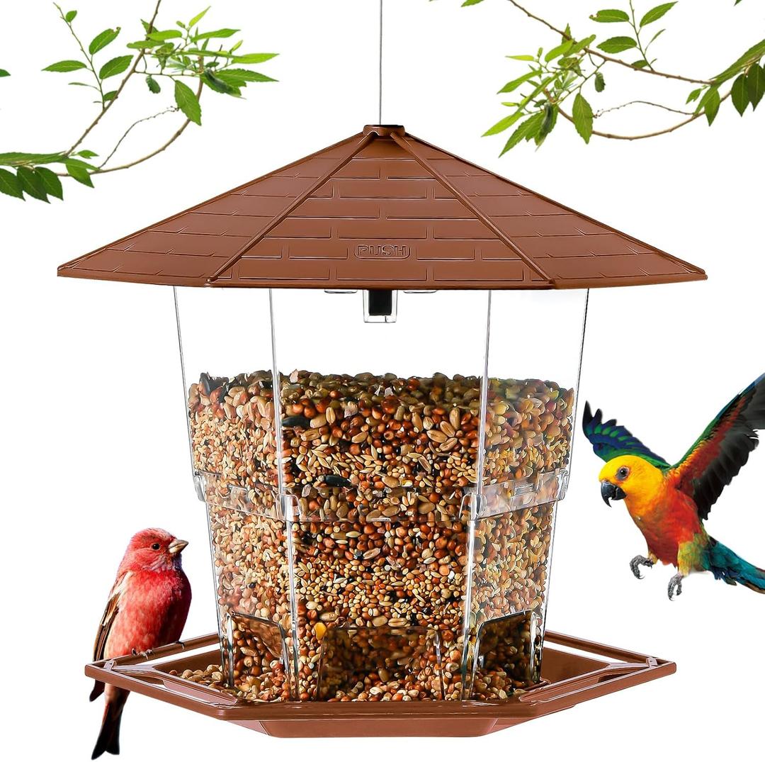 Jealoeur Bird Feeders for Outdoors Hanging Bird Feeder Wild Birds Seed, Brown