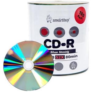 Smartbuy 100-disc 700mb/80min 52x CD-R Shiny Silver Top Blank Recordable Media Disc