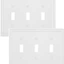 2-Pack Triple Toggle Light Switch Cover Plate, Pearls Decorative Switch Plate Covers, Pure White 3 Gang Metal Wall Plate, Corrosion Resistant
