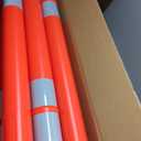 BATTIFE 6 Pack 42 Inch Orange Traffic Delineator Posts with Reflective Collars and Base, Safety Cones for Construction Zones and Driving Practice