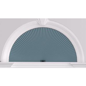 Myshade Arch Window Shades Half Circle Blackout Cellular Shades Cordless No Drill Blinds for Windows Half Moon Honeycomb Fabric No Tools Room Darkening Shades Easy Install (1PCS Blue 24" W X 48" H)