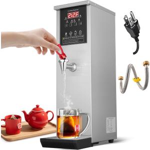 Commercial Hot Water Dispenser Water Boiler Countertop Auto-filling Stainless Steel Hot Water Machine Step-heating 104-212F Adjustable for Cafe Tea Shop Office Restaurant Hotel 1500W
