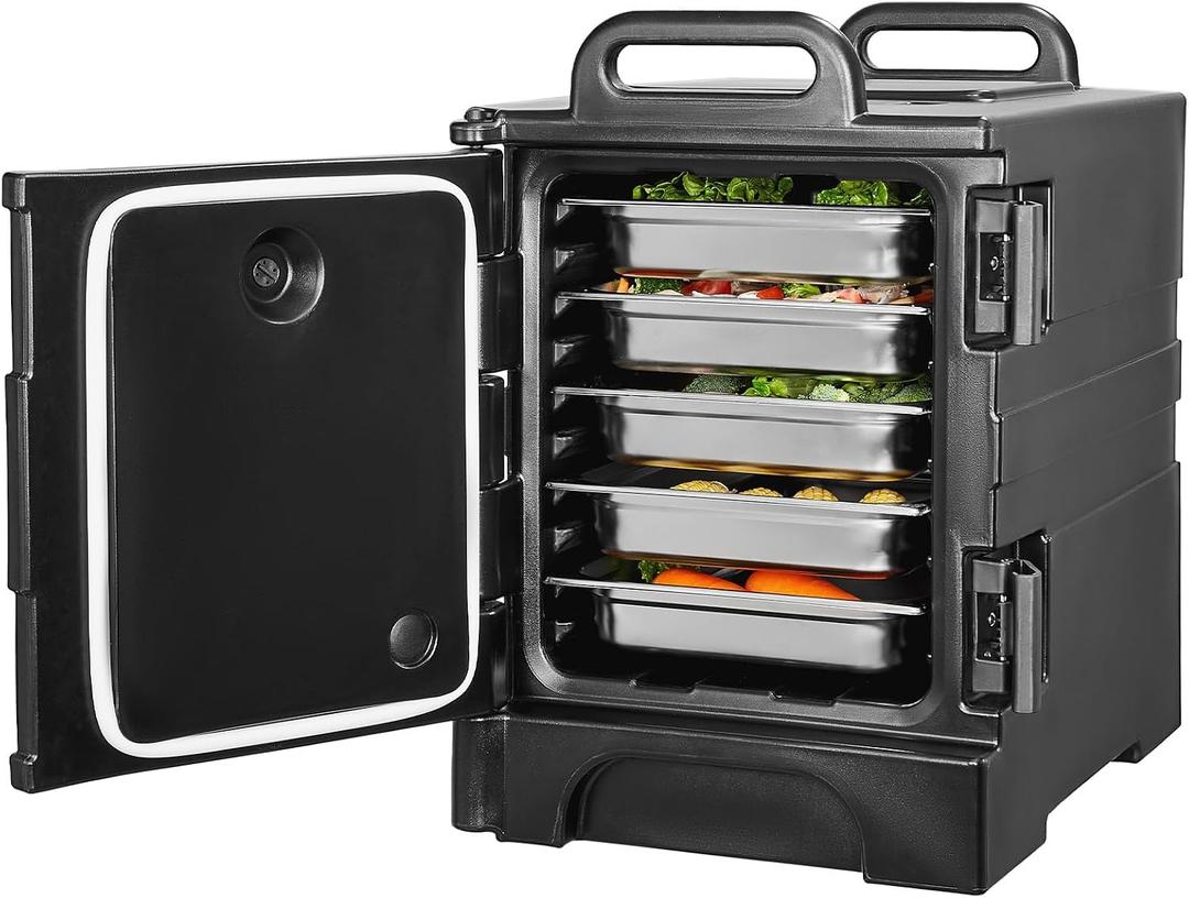 VEVOR Insulated Food Pan Carrier, 81 Qt Hot Box for Catering, Food Box Carrier with Double Buckles, Front Loading Food Warmer with Handles, Stackable End Loader for Restaurant, Canteen