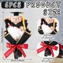 Briwooody 6 Pcs 2026 Graduation Flower Bouquet Gift Bulk Cute Graduation Plush Bear Bouquets Class of 2026 Grad Party Favors Supplies(Black,Bear)