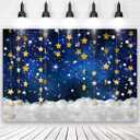 10x6ft Twinkle Little Star Backdrops Navy Blue Gold Stars with Clouds Photography Background for Baby Shower Gender Reveal Starry Night Party Decorations Banner Photo Booth Props