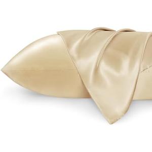 Bedsure Satin Pillowcase 2 Pack Similar to Silk Pillow Cases Standard Size, Pillow Case for Sleeping Women with Envelope Closure, Gifts for Women Men, Champagne Gold, 20x26 Inches, 2pcs