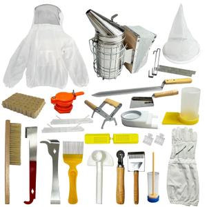 23 PCS Bee Keeping Starter Kit - Beekeeping Supplies, Honey Bee Hive Tools Bee Smoker Kit, Bee Keeper Supplies All with Jacket for Beginners and Professionals