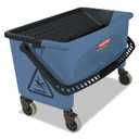 Rubbermaid Commercial Products Finish Mop Bucket with Press Wringer, 26" Blue, for Janitorial/Professional Cleaners and Heavy-Duty Industrial Mopping/Wringing/Cleaning