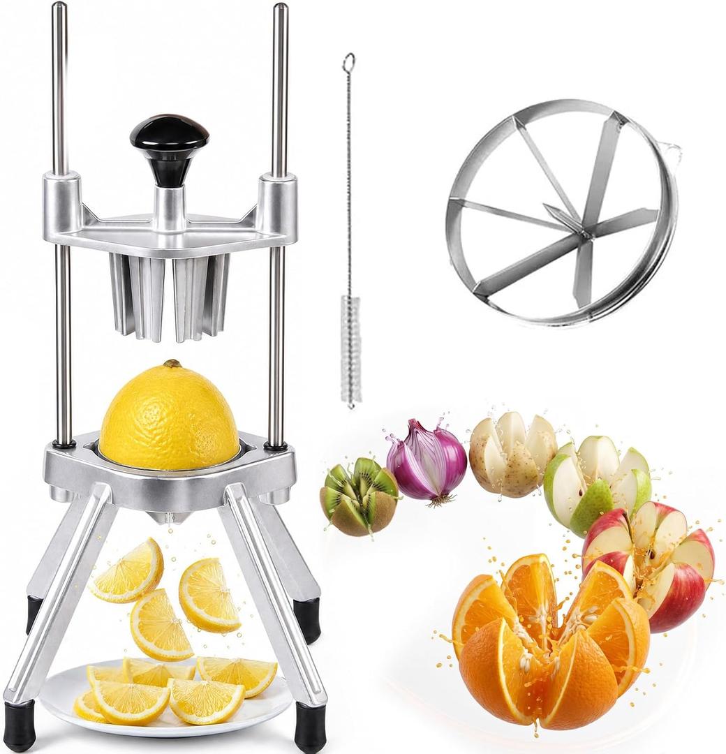 Commercial Lemon Cutte Wedger Fruit Lime Slicer Cutter Stainless Steel Blade Commercial Vegetable Chopper Dicer Lemon Cutter for Home Bar Restaurant Lemons Limes Tomatoe Potatoe (6 Wedger)