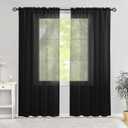 Semi Voile Sheer Curtains 84 Inches Long 2 Panels Rod Pocket Window Treatment for Living Room Bedroom Dining Room (Black 52" W x 84" L)