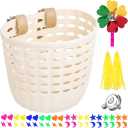 White Kids Bike Basket - Front Handlebar Basket for Kids,Toddler for Girl Boy,Tricycle Scooter Basket