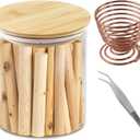 Klmnop Palo Santo Incense Sticks Glass Storage Tank, Moisture-Proof Sage Smudging Incense Storage Box with Wooden Lid for 4 inch Palo Santo for Meditation Healing Yoga(Clear)