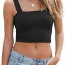 Abardsion Women's Sexy Sleeveless Skinny Basic Strappy Crop Tank Tops (Green, XS)