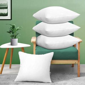 Acanva Square Premium Throw Pillow Inserts with Microfiber Filled, Lumbar Support Decorative Stuffer for Sofa Bed Couch & Chairs, 14x14 Inch(4 Count), White
