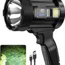 Kmivo Rechargeable Spotlight, 2,000,000 Lumens Super Bright Handheld Led Flashlight, Outdoor Spot Light with Cob Light and Solar Panelsfor Boating Camping