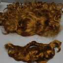 Beard Wig Men Long Curly Golden Gray Brown Wig with Beard Halloween Costume Accessory