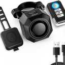 WSDCAM Rechargeable Electric Bike Horn Alarm with Remote, 110dB Loud Bike Horn for Adults Waterproof Bicycle Horn with Vibration Bicycle Alarm Anti Theft Electric Scooter Bike Accessories