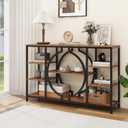 GiftGo 47" Industrial Console Tables for Entryway Rustic Sofa Table Behind Couch 4 Tier Wooden Shelves Entry Table with Storage for Foyer, Hallway, Front Door,Living Room (Rustic Brown, 47")