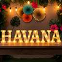 Aurelema 6 Pcs Havana Party Decorations Light up Sign Havana LED Marquee for Hot Night Party Supplies Battery Powered Tropical Alphabet Letter Summer LED Lights for Night Birthday, 6.3 inches