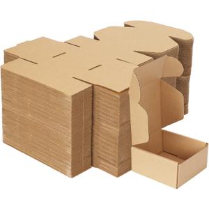 MEBRUDY 4x4x2 Inches Shipping Boxes Pack of 100, Small Corrugated Cardboard Box for Mailing Packing Literature Mailer (Brown)