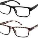 High Magnification Reading Glasses for Men Women with Strong Power TR Readers, Black + Tortoiseshell, 6.50